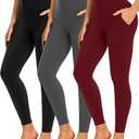NEW YOUNG 2 Pack Leggings with Pockets for Women,High Waisted Tummy Control Workout Yoga Pants 9KD
