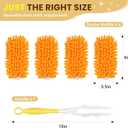 2 x SetSail Dusters for Cleaning Compatible with Swiffer Small Microfiber Duster Refills 4pcs Reusable Duster Refill with 1 Handle Washable Duster Cleaner Kit for Furniture, Car Interior, Blind (Orange)