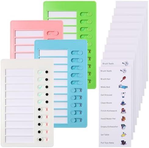 Aleric 4 Pieces Chores Chart for Kids Chore Chart, Sliding Routine Chart to Do List, My Chores RV Checklist Task Planning Board for Kids and Adults, ADHD Tools Routine Visual Schedule Reminder