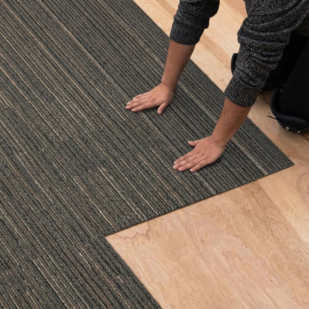 20"x20" Peel and Stick Carpet Tiles, 10-Pack Self-Adhesive Floor Squares with Non-Slip Soft Padding for Indoor Outdoor Use in Kitchen, Bedroom, Office (P001)
