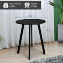 Meluvici Outdoor Side Table, Weather Resistant Patio Small Side Table Outdoor Indoor Round Metal Steel Small Table, Waterproof End Table for Garden Balcony Yard, Black, 15.76"x19.7"