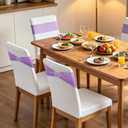 LEBENGURU Purple Stretch Chair Sashes 50pcs with Buckle Slider