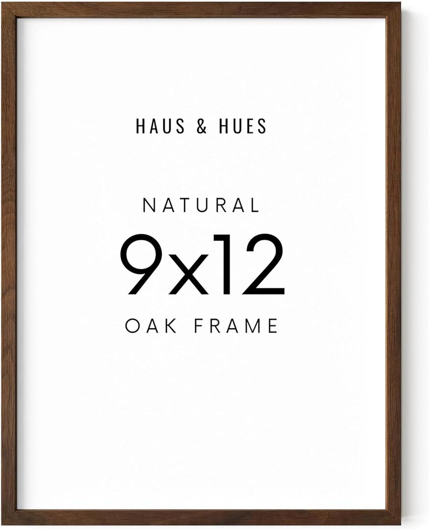 HAUS AND HUES 9x12 Walnut Oak Frame - Wooden Poster Holder, Rustic Display (Standalone, Set of 1)