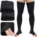 Compression Socks, 20-30mmHg Men's Thigh High Compression Stockings with Non-slip Silicone Large