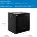 12U Wall Mount Server Cabinet Network Rack Enclosure, Quiet Cooling Fan, Perforated Door, Black