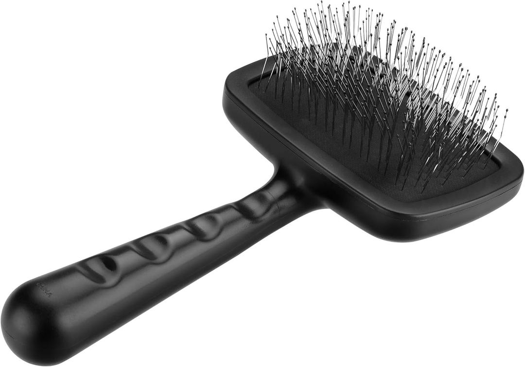 Tweezerman Dog and Cat Slicker Brush for Large Pets, Grooming Brush with Coated Bristles to Prevent Scratching and Ergonomic Handle (Black)