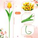 Lyrow 30 Pcs Tulips Artificial Bouquet Flowers Faux Tulips for Home Kitchen Wedding Decorations,Gift Idea for Easter Decor Mother's Day Birthdays(Gold Yellow)