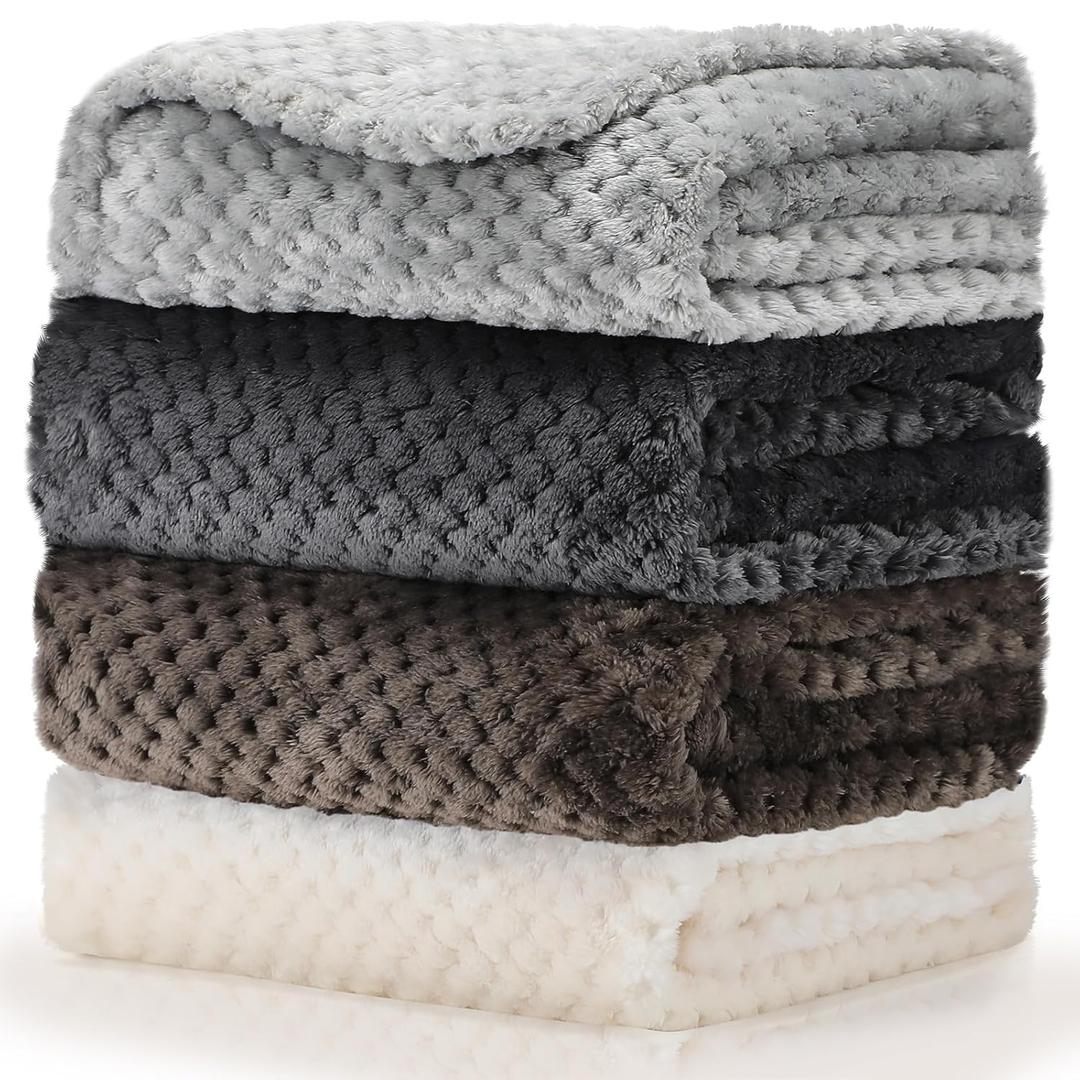Frienda 4 Pcs Baby Fuzzy Blanket Fluffy Baby Blanket for Boys Girls Soft Warm Infant Newborn Toddler Receiving Nursery Bed Supplies, 32 x 24 Inch (Grey Color)