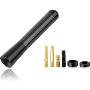 Car Short Antenna, 3.15" Aluminum Radio Antennas Replacement, Carbon Fiber Antenna Kit with Screws, AM/FM Roof Mount Car Radio Reception Antennas Mast for Most Cars SUVs (Black)