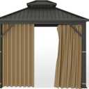 Gazebo Universal Replacement Privacy Curtain – Hugline 10' x 12' Gazebo Side Wall Outdoor Privacy Panel with Zipper (Khaki)