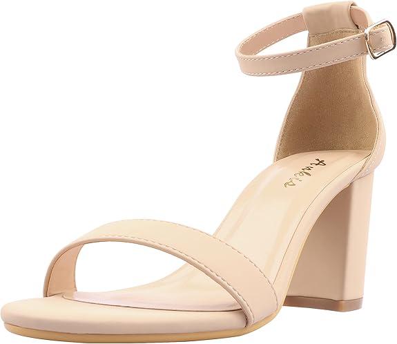 Ankis Heels for Women Open Toe Ankle Strap Chunky Heel Sandals 2.75 Inch
 Size -9