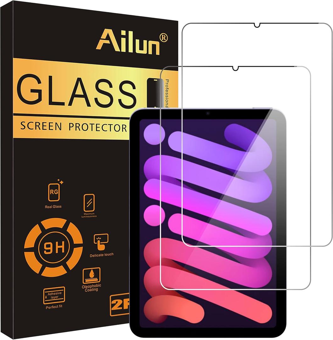 Ailun Screen Protector for iPad Mini 7 A17 Pro 7th Gen 2024 & Mini 6th Gen 2021 Release, 8.3 Inch,Tempered Glass 2.5D Edge,iPad Mini 7 & 6,Case Friendly,2 Pack