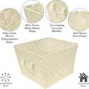 Simplify Large Woven Strap Tote | Decorative Storage Basket | 2 Handles | Organization | Closet | Bedroom | Bathroom | Nursery | Accessories | Toys | Gifts | 2 Pack | Ivory