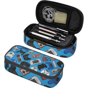 Video Game Controller Background Pencil Case Bag Pen Holder Pouch School Office Marker Desk Organizer Stationery Storage For Kids, Students