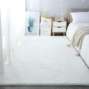 Ultra Soft White Faux Rabbit Fur Rug - Extra Large 160x230cm Plush Shaggy Living Room Area Rug, 30mm Thick Fluffy Wool for Modern Home Décor