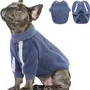 Queenmore Fleece Dog Sweater for Male Dogs, Soft Pullover Dog Sweatshirt with Leash Hole/Reflective Stripes  Cozy Winter Fleece Jacket for Small Medium Large Boy Puppy, Blue L