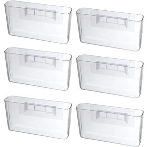 6 Pcs Adhesive Cabinet Door Organizers, 8 Inch Acrylic Wall Mount Organizer Without Drilling, Clear Adhesive Cabinet Door Storage Bins for Kitchen Bathroom Bedroom Living Room