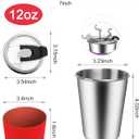 ShineMe Kids Stainless Steel Cups,12oz Kids Metal Drinking Glasses with Lids and Sleeves, 5pack Reusable Water Tumbler for Children and Adults Spill Proof, Apply to Indoor and Outdoor