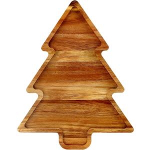 Acacia Wood Christmas Tree Tray Gift Ideas Decorative Xmas Platters Serving Dish Wooden Snack Charcuterie Board for Christmas Veggie Trays Food Cheese Boards Festive Plate Holiday Fruit Cookie Tray