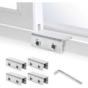 4 Pack Window Locks,Window Locks for Horizontal Sliding Windows,Adjustable Aluminum Easv to Install Window Stopper,No-Drill Install,Window Lock for Patio Bedroom Home and Office