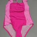 Girls Swimsuit Ruffle Girl One Piece Bathing Suit Solid Swimsuits Ruched Sleeveless Girls' Swimwear for 9-10 Years