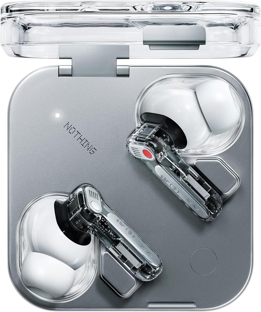 Nothing Ear (3) Wireless Earbuds Super Mic 45dB Hybrid Active Noise Cancelling Bluetooth Headphones Hi-Res 6 Mics, 12mm Dynamic Bass Boost, Dual Connect ANC Sport Ear Buds for iPhone Android, White (Small)
