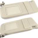 Pair Sun Visor Left Driver Right Passenger Side Compatible with 2007 2008 2009 2010 2011 Toyota Camry Hybrid Without Sunroof and Light (Beige)