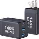 140W USB C Charger Block, Foldable 3-Port Multi-Device Fast Charger USB C Power Adapter for MacBook pro/Air, Dell, Samsung Galaxy, iPad Pro, and More (Black) 2 Pack