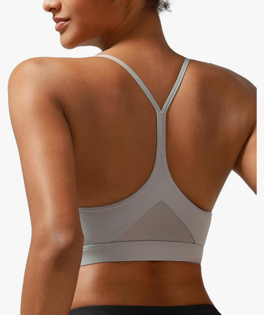 RUNNING GIRL Y-Back Sports Bras for Women, Medium Impact Wirefree Padded Bra Workout Crop Top Longline Sports Bra Push up, Size L