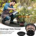 Quarut 3 Pack 10 inch Plant Pots,Whiskey Barrel Planters with Drainage Holes & Saucer, Plastic Decoration Flower Pots Imitation Wine Barrel Design, for Indoor & Outdoor Garden Home Plants (Brown)