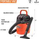 Armor All AA155 1.5-Gallon 2 Peak HP Portable Wet/Dry Vacuum, Orange