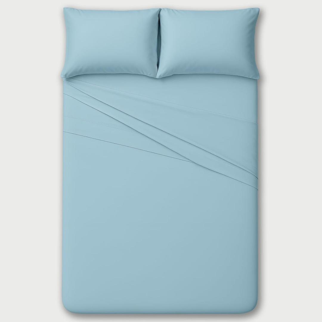 Sheets Twin XL Size Bed Sheets-100% Long Staple Soft Egyptian Cotton SheetSet, 4 Piece Set-Upto 15" Deep Pocket-Pure Egyptian Cotton Bed Sheets Set (Sky Blue)