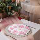 JarThenaAMCS 40Pcs Winter Paper Plates Pink Christmas Snowflake Disposable Plates 9 Inch Party Dinner Plates for Xmas Holiday Party Supplies