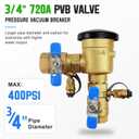 UPGRADED 3/4" 720A Pressure Vacuum Breaker Assembly, Thickened Brass Backflow Preventer Valve, Back Siphon Valves for Irrigation System, Use Sealant Instead of Teflon Tape, MAX 400PSI