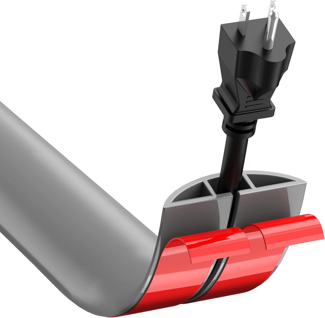 CrocSee 4ft Self-Adhesive Floor Cord Cover for Wires, Low Profile Cord Hider Cable Management, Trimmable PVC Cord Protector - Cord Cavity = 0.47" (W) x 0.29" (H) - Gray