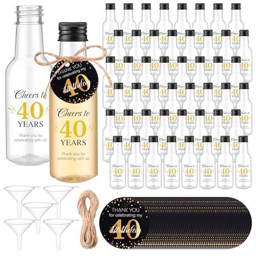 Funnymoom 50 Sets 40th Birthday Party Favors for Guests Include 1.7 oz Mini Bottles and Thank You Cards Cheers to 40 Years Shot Bottles with 5 Funnel for Birthday Anniversary Favors