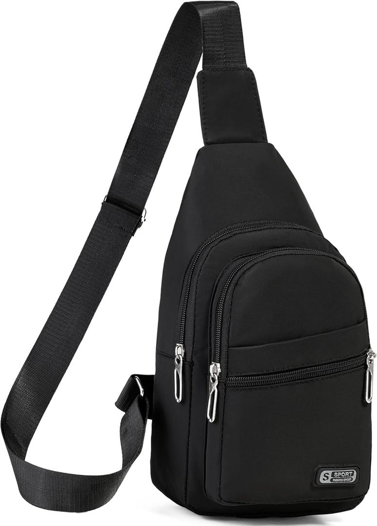 Small Sling Backpack Crossbody Sling Bag, Chest Bag Daypack Fanny Pack Cross Body Bag for Outdoors Hiking Traveling, Black 