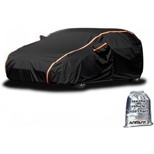 Lightweight Outdoor Hatchback Car Cover UV Rain Snow Protection Full Exterior Cover Waterproof All Weather FIT Hatchback Golf GTI VW Beetle Toyota Matrix Under 179" (Size 12: Hatchback (Up To 178"), Black(Air Pro))