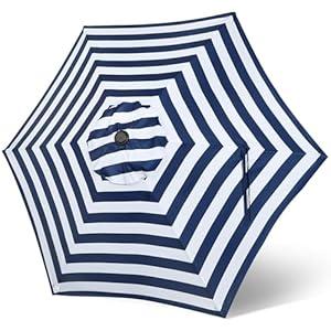 Blissun 7.5ft Patio Umbrella Replacement Canopy, Market Umbrella Cover, Outdoor Table Umbrella Canopy for 6 Ribss (Blue & White Stripe) Blissun 7.5ft Patio Umbrella Replacement Canopy, Market Umbrella Cover, Outdoor Table Umbrella Canopy for 6 Ribss (Blue & White Stripe)