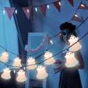 Abeja Ghost String Lights, 8.5 FT Cute Decoration with 10 White Ghost Light, Waterproof Ghost String Lights for Tree, Window, Yard Decorations