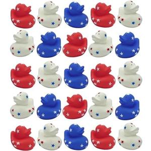 4E's Novelty Patriotic Rubber Ducks (30 Pack) Bulk 2" - 4th of July Party Favors, Patriotic Party Supplies Gifts toys for Kids Adults Fourth of July, Jeep Ducking
