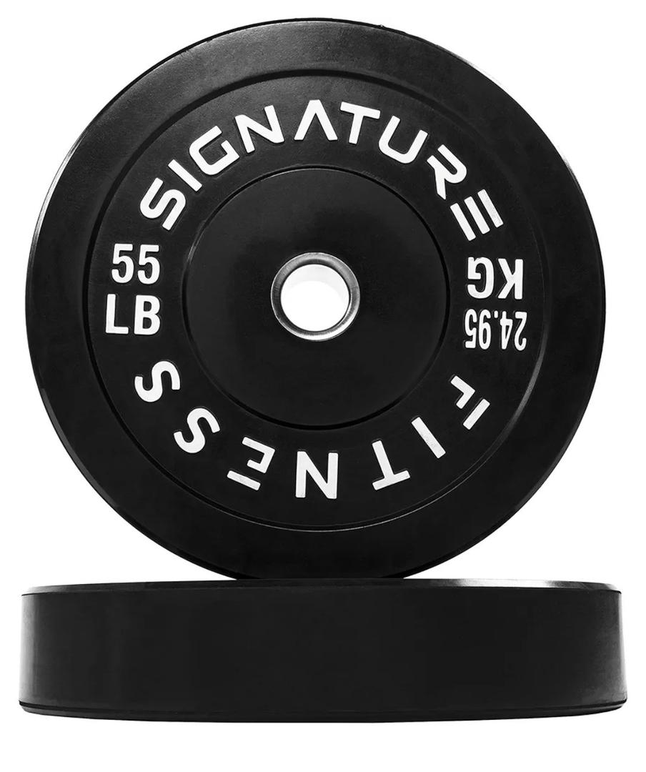 Fitvids 2" Olympic Bumper Plate Weight Plates with Steel Hub, 55LB, Pair