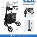 WALK MATE 3 Wheel Rollator Walker with Seat for Slim Seniors, Padded Backrest Lightweight Foldable Travel Walker Ideal for Elderly, 8 Inch Tri-Wheel Modern Mobility Walking Aid Aluminum, Black