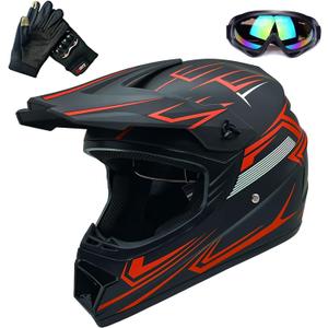 Kids Dirt Bike Helmet ATV Off-Road 4 Wheel Off-Road Vehicle Helmets with GloveDOT (Small, BLUE)