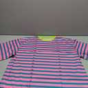 Mincib Women Oversized Striped T Shirts Color Block Crew Neck Tee Shirt Short Sleeve Basic Summer Tops(Green,  L