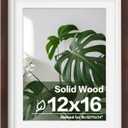 Egofine 12x16 Picture Frames with Plexiglass, Display Pictures 9x12/11x14 with Mat or 12x16 Without Mat for Wall Mounting, Walnut Color