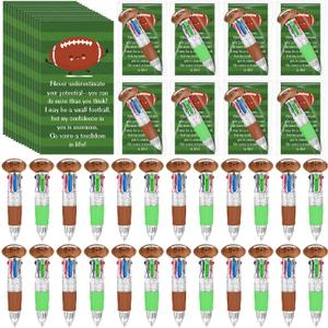 Sayglossy 36 Sets Football Party Favor Pens Gifts Bulk, 4-in-1 Multicolor Ballpoint Pen with Positive Cards for Football Senior Night Gifts End of Year Teacher Prizes Rewards and Party Supplies