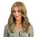 70s Brown Highlight Disco Wig Farrah Fawcett Wigs for Women Lady Natural Synthetic Full Wigs Vintage Cosplay Costume Hair Wig (Blonde Highlight)