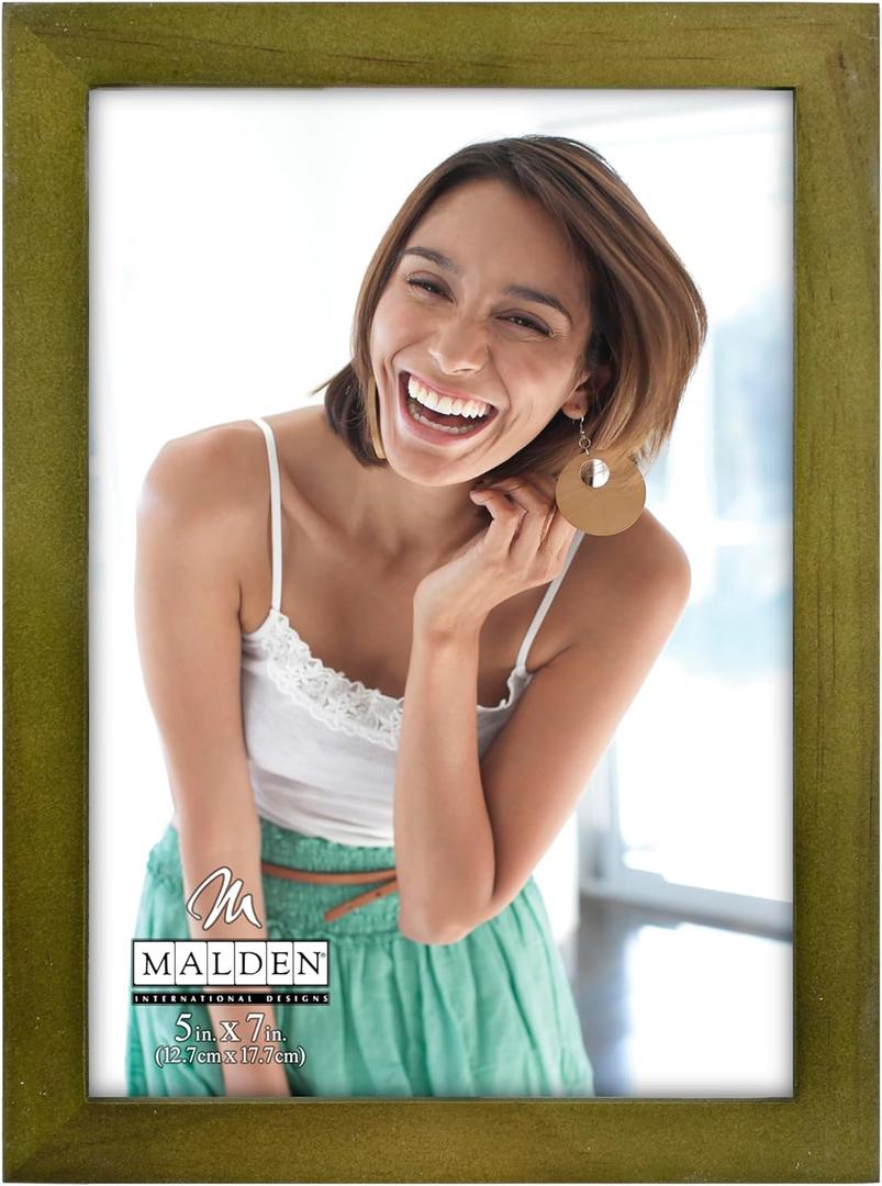 Malden International Designs Green Concept Wood Picture Frame, 5x7, Green