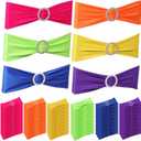 Newwiee 24 Pieces Colored Chair Sashes Spandex Dining Stretch Chair Sashes Bands with Buckle for Wedding Event Fiesta Mexican Party Favor Ceremony Reception Banquet Decoration (Solid)